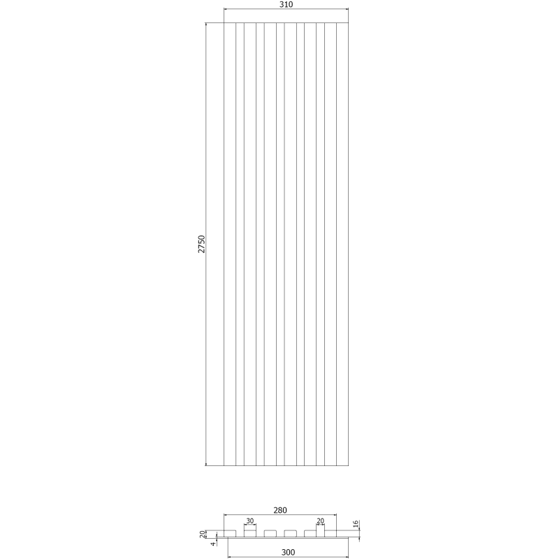 Mexen Lam-B vzorka stenových lamiel 275 x 30 cm, HDF doska 4 mm, technická dyha, Orech Palisander - S100-021-S