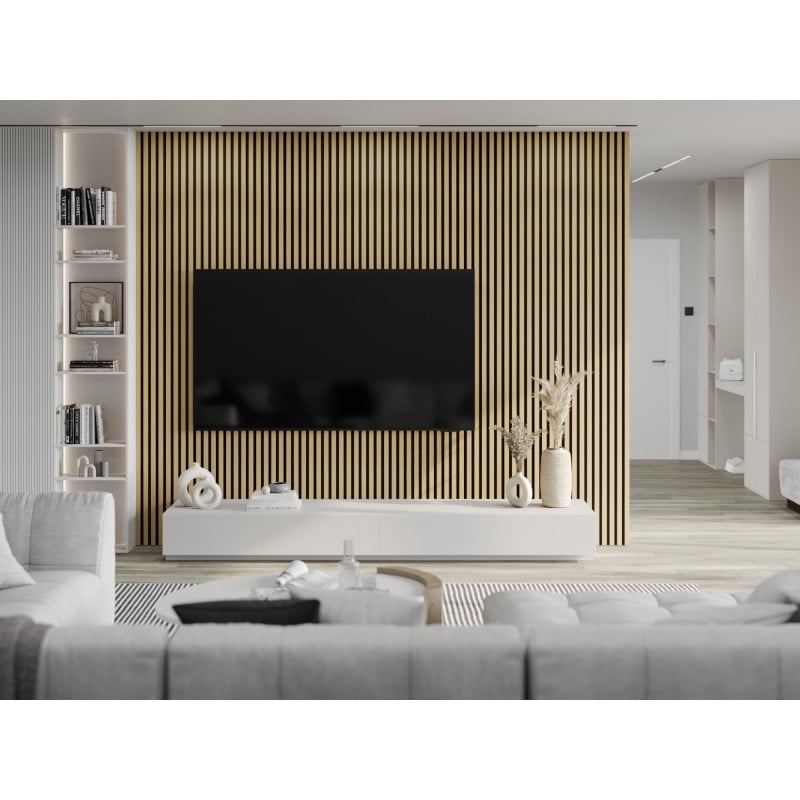 Mexen Lam-F vzorka akustických stenových lamiel 275 x 30 cm, plsť 8 mm, technická dyha, Zlatý Dub - S105-003-S