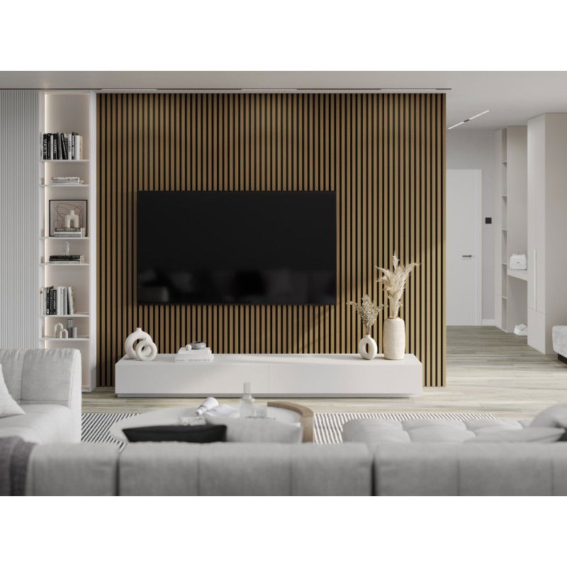 Mexen Lam-F vzorka akustických stenových lamiel 275 x 30 cm, plsť 8 mm, technická dyha, Zlatý Teak - S105-014-S