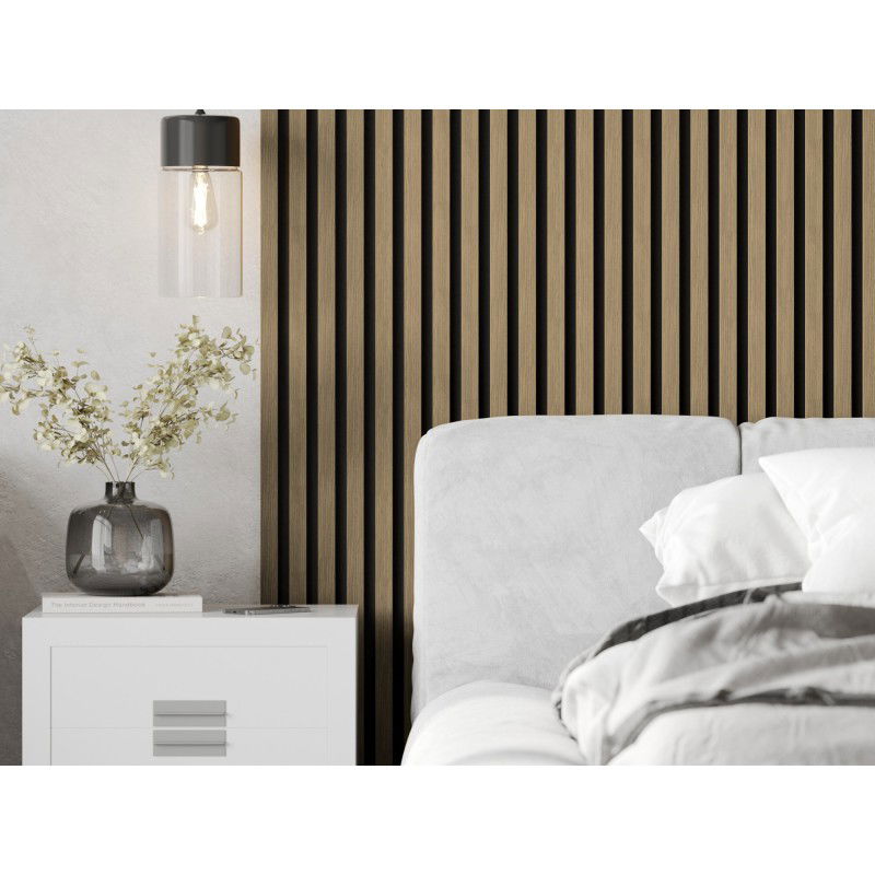 Mexen Lam-F vzorka akustických stenových lamiel 275 x 30 cm, plst 8 mm, technická dyha, Ľanový Orech - S105-015-S