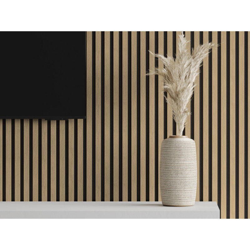 Mexen Lam-F vzorka akustických stenových lamiel 275 x 30 cm, plst 8 mm, technická dyha, Ľanový Orech - S105-015-S