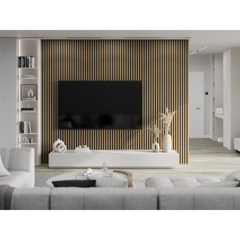 Mexen Lam-F vzorka akustických stenových lamiel 275 x 30 cm, plst 8 mm, technická dyha, Ľanový Orech - S105-015-S