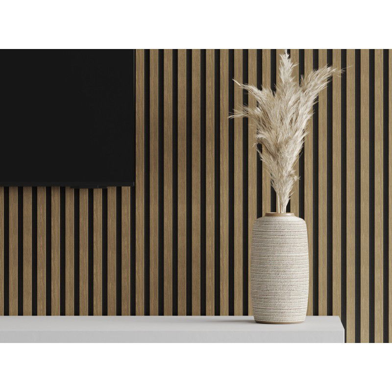 Mexen Lam-F vzorka akustických stienových lamiel 275 x 30 cm, plsť 8 mm, technická dyha, prírodný orech - S105-016-S