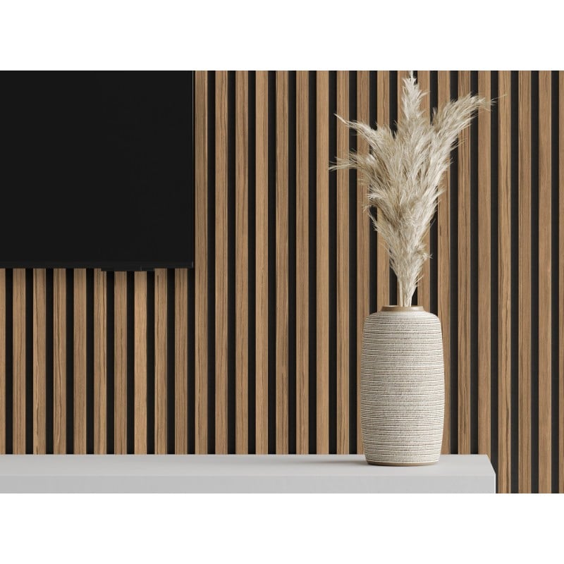 Mexen Lam-F vzorka akustických stenových lamiel 275 x 30 cm, plsť 8 mm, technická dyha, Svetlý Orech - S105-017-S