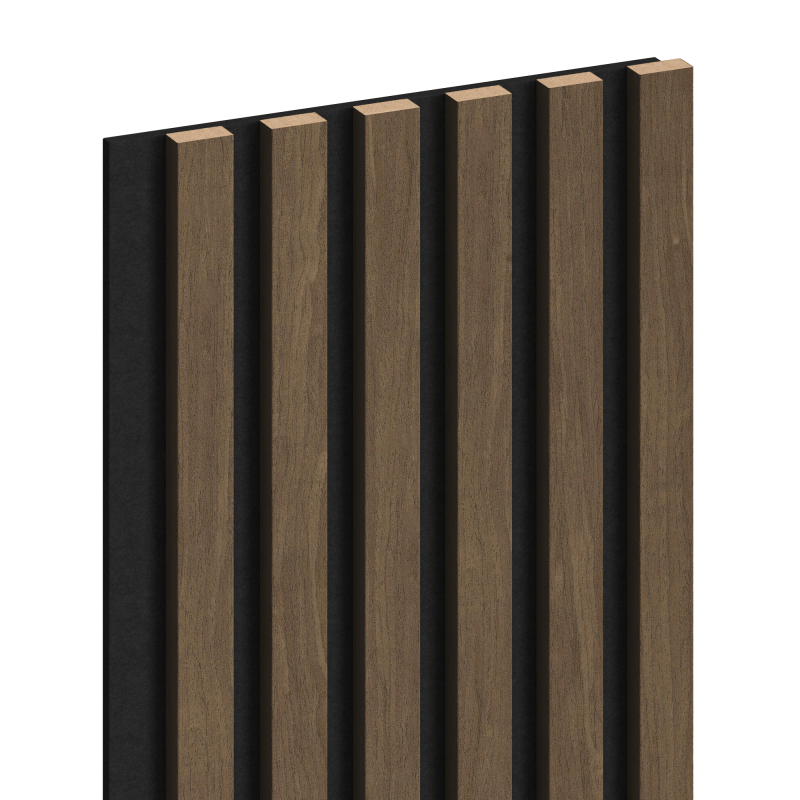 Mexen Lam-F vzorka akustických nástenných lamiel 275 x 30 cm, plsť 8 mm, technická dyha, Oriešok Kakaový - S105-018-S