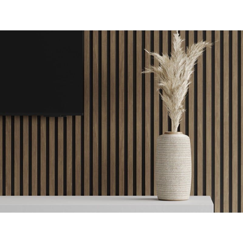 Mexen Lam-F vzorka akustických nástenných lamiel 275 x 30 cm, plsť 8 mm, technická dyha, Oriešok Kakaový - S105-018-S