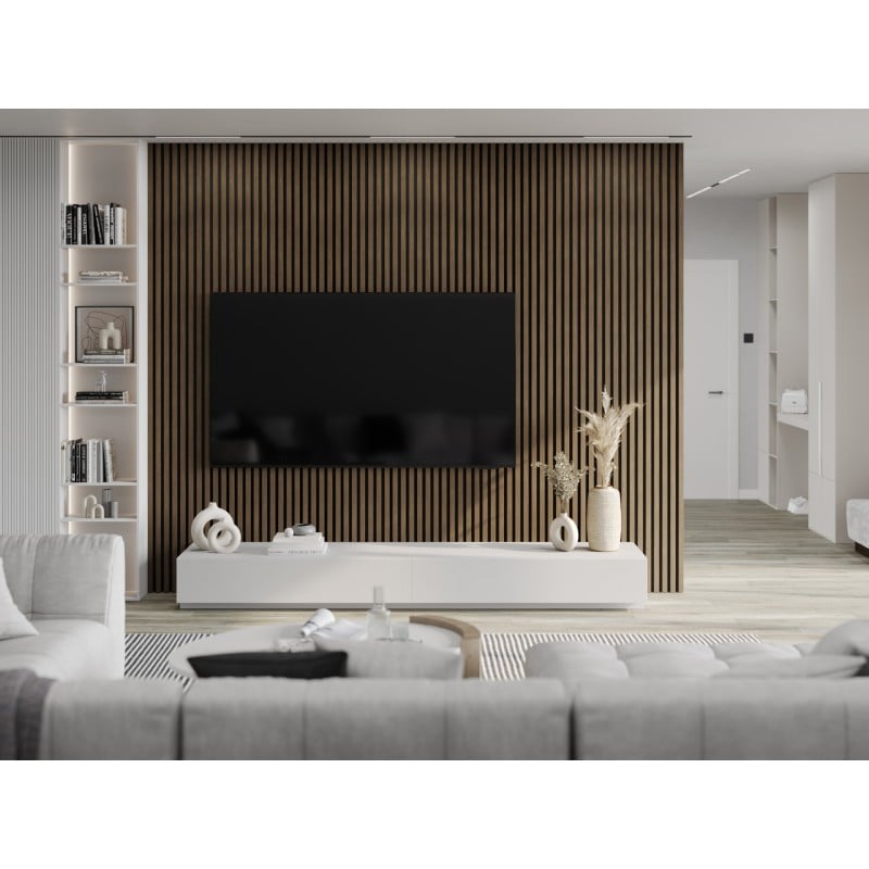 Mexen Lam-F vzorka akustických nástenných lamiel 275 x 30 cm, plsť 8 mm, technická dyha, Oriešok Kakaový - S105-018-S