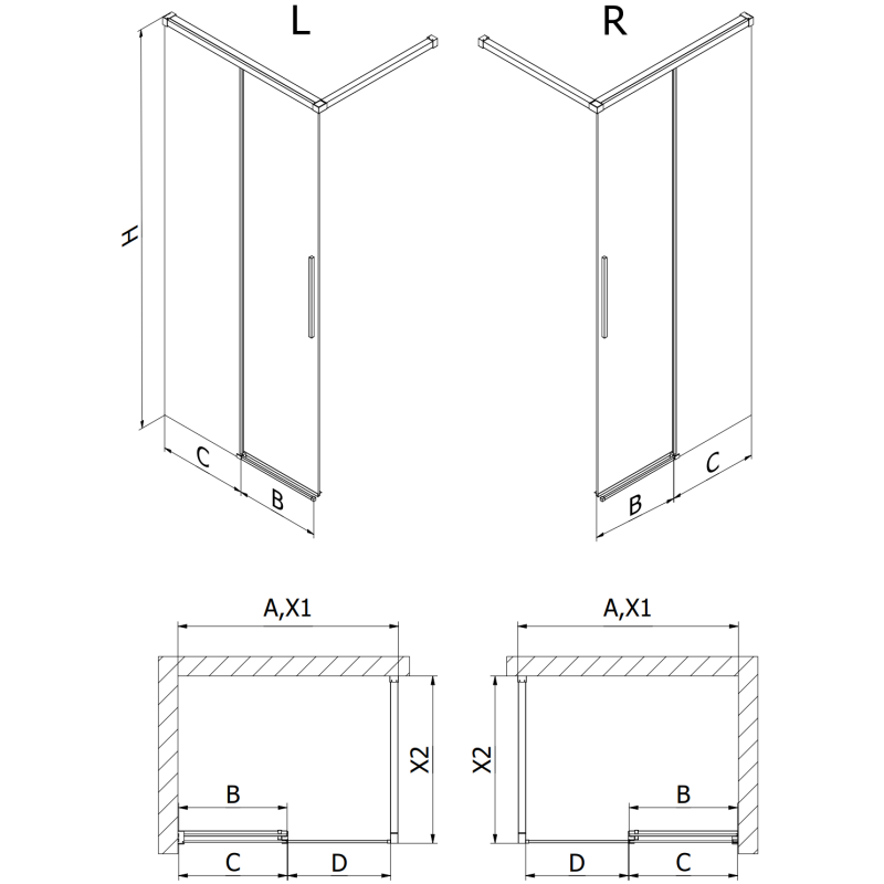 Mexen Rox sprchová stena Walk-in 95 x 200 cm, priehľadná 8 mm, zlatá kartáčovaná - 8C2-095-003-55-00