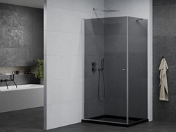 Mexen Pretoria sprchový kút s dverami 70 x 110 cm, grafit, chróm + vanička Flat, čierny - 852-070-110-01-40-4070