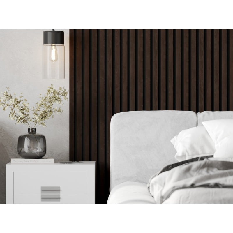 Mexen Lam-F vzorka stenových akustických lamiel 275 x 30 cm, plsť 8 mm, technická dyha, Hnedý Eben - S105-022-S