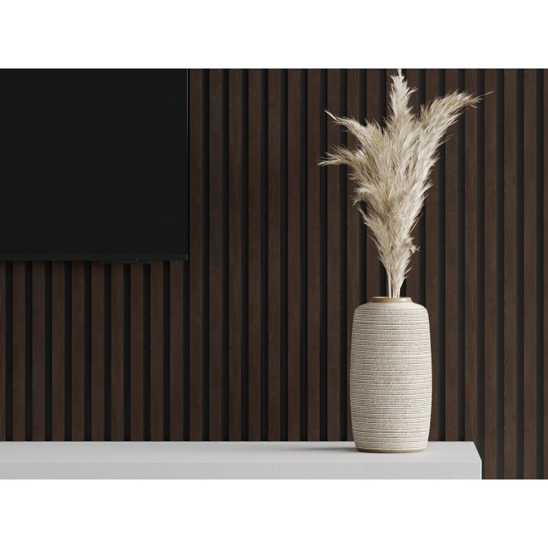 Mexen Lam-F vzorka stenových akustických lamiel 275 x 30 cm, plsť 8 mm, technická dyha, Hnedý Eben - S105-022-S