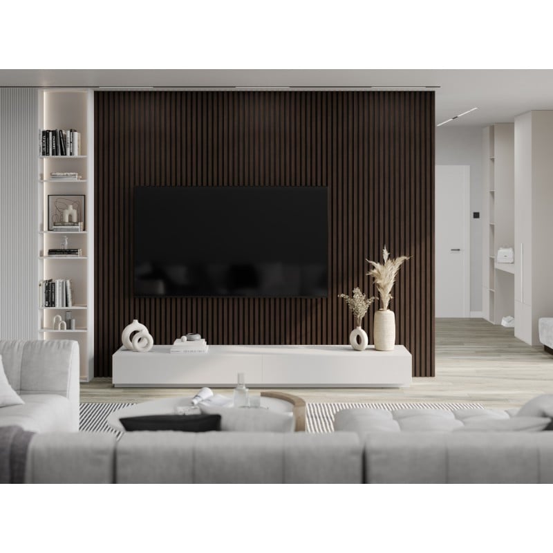 Mexen Lam-F vzorka stenových akustických lamiel 275 x 30 cm, plsť 8 mm, technická dyha, Hnedý Eben - S105-022-S