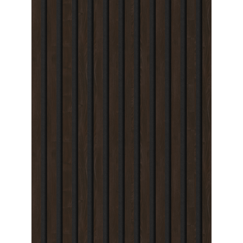 Mexen Lam-F vzorka stenových akustických lamiel 275 x 30 cm, plsť 8 mm, technická dyha, Hnedý Eben - S105-022-S