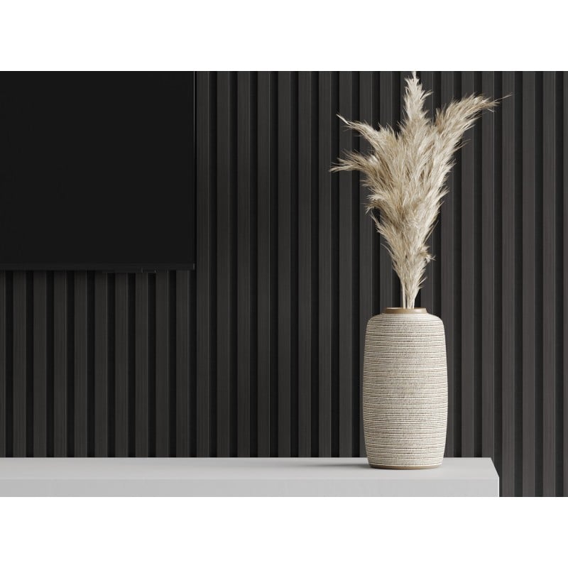 Mexen Lam-F vzorka akustických stenových lamiel 275 x 30 cm, plsť 8 mm, technická dyha, Čierny Eben - S105-023-S