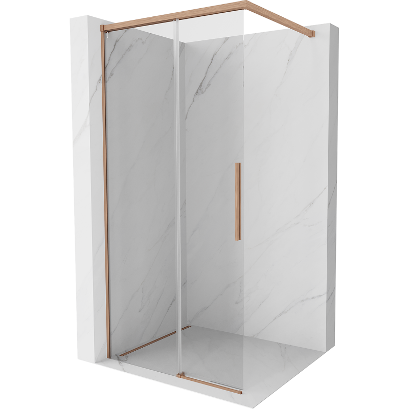 Mexen Rox sprchová stena Walk-in 80 x 200 cm, transparentná 8 mm, kartáčovaná meď - 8C2-080-003-65-00