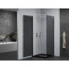 Mexen Pretoria sprchový kút otvárací 80 x 80 cm, grafit, chróm + vanička Flat, čierny - 852-080-080-01-40-4070