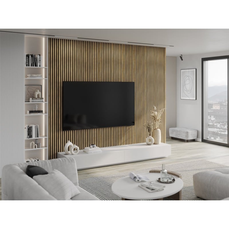 Mexen Lam-F vzorka akustických stenových lamiel 275 x 31,5 cm, plstený podklad 6 mm, Medový Dub - S105-066-S