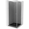 Mexen Pretoria sprchová kabína otváracia 90 x 90 cm, grafit, chróm + sprchová vanička Flat, čierna - 852-090-090-01-40-4070