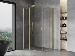 Mexen Mist Duo sprchová kabína otočná 100 x 70 cm, transparentná, zlatá kartáčovaná - 8A4-100-070-55-00