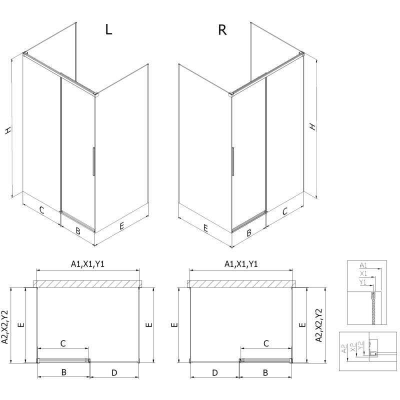Mexen Rox-3S sprchová kabína 3-stenová posuvná 155 x 70 cm, transparentná, chrómová - 8C2-155-070-01-00-3S