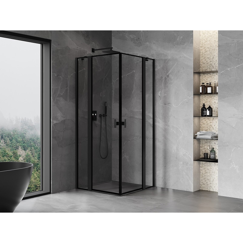 Mexen Mist Duo sprchová kabína 115 x 115 cm, čierny rám, čierna - 8A4-115L-115P-70-70