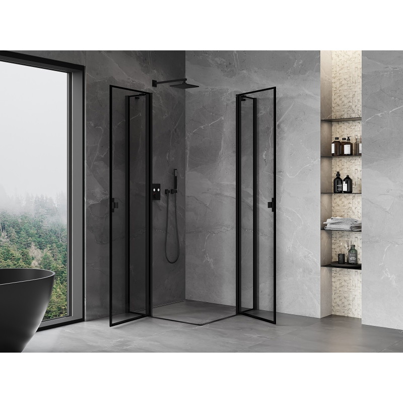 Mexen Mist Duo sprchová kabína 115 x 115 cm, čierny rám, čierna - 8A4-115L-115P-70-70