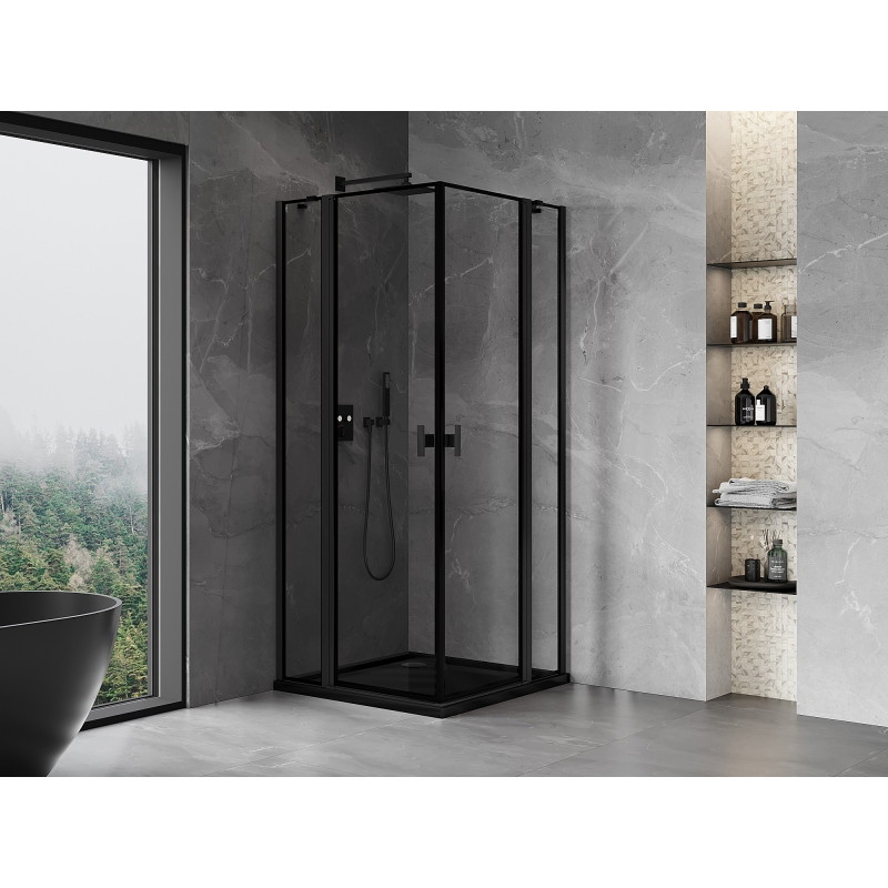 Mexen Mist Duo sprchová kabína 115 x 115 cm, čierny rám, čierna - 8A4-115L-115P-70-70