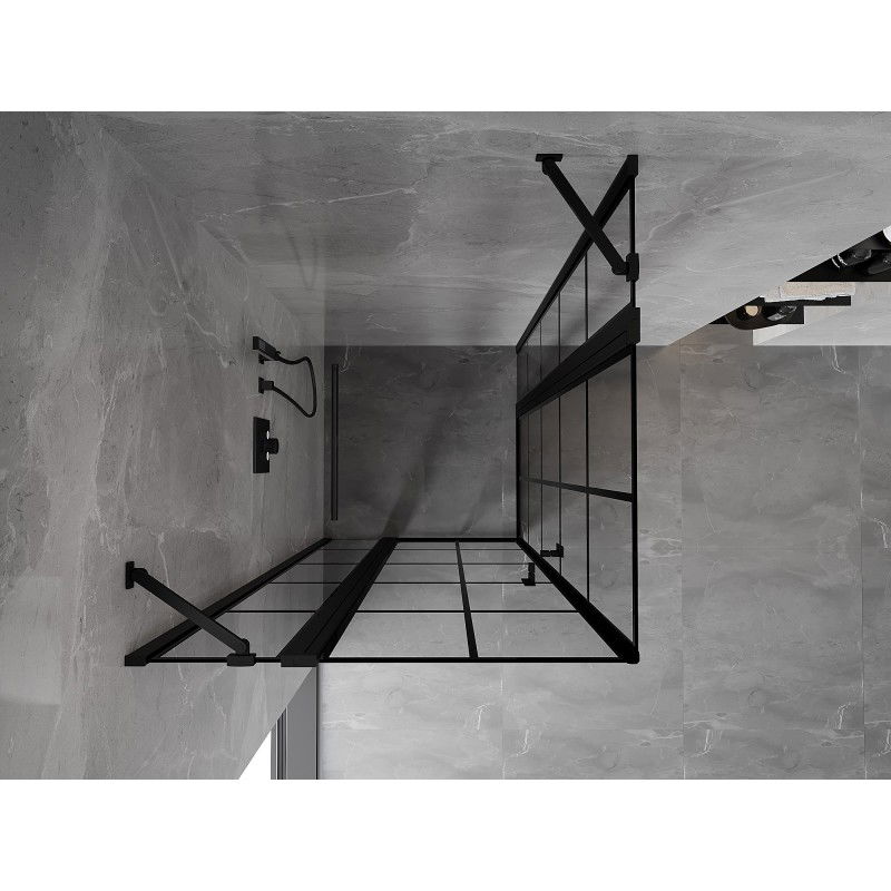 Mexen Mist Duo sprchový kút s otváracími dverami 120 x 120 cm, čierna mriežka, čierna - 8A4-120L-120P-70-77