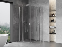 Mexen Mist L Duo sprchový kút s otváracími dverami 95 x 95 cm, transparentný, chróm - 8A4L-095-095-01-00