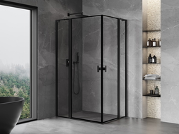 Mexen Mist L Duo sprchová kabína otvárateľná 110 x 90 cm, čierny rám, čierna - 8A4L-110L-090P-70-70