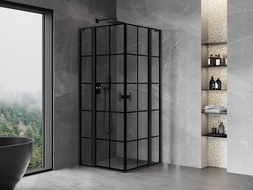 Mexen Mist L Duo sprchová kabína s otočnými dverami 95 x 95 cm, čierna mriežka, čierna - 8A4L-095L-095P-70-77