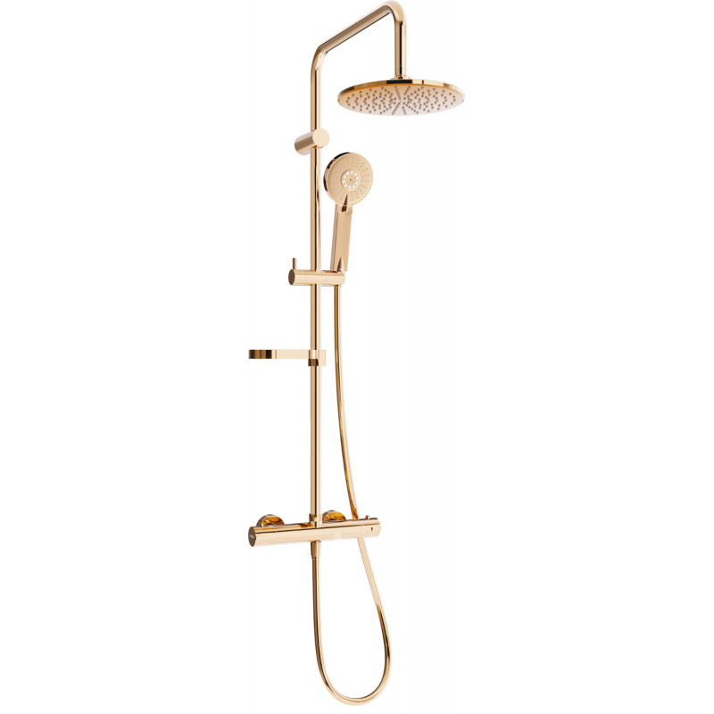 Mexen KX40 nadomový sprchový set s dažďovou sprchou a termostatickou batériou, ružové zlato - 771504091-60