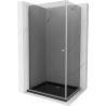Mexen Pretoria sprchový kút otvárací 100 x 80 cm, grafit, chróm + vanička Flat, čierna - 852-100-080-01-40-4070