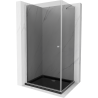 Mexen Pretoria sklenený sprchový kút 100 x 120 cm, grafit, chróm + vanička Flat, čierna - 852-100-120-01-40-4070