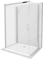 Mexen Omega sprchová kabína 3-stenná, posuvná 100 x 80 cm, transparentná, chróm + vanička Flat - 825-100-080-01-00-3s-4010