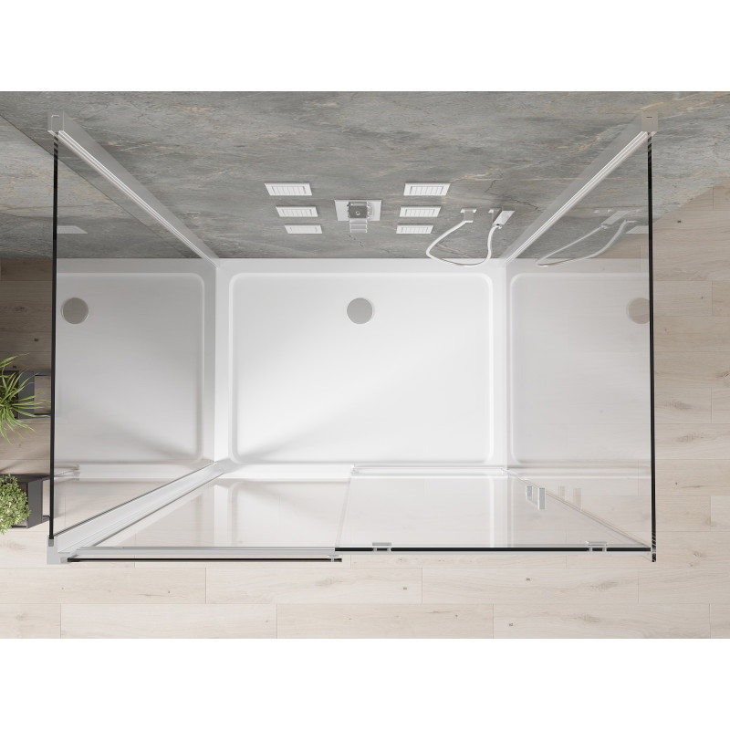 Mexen Omega-3S sprchová kabína 3-stenná, posuvná 120x80 cm, transparentná, chróm + sprchová vanička Flat