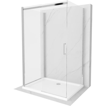 Mexen Omega-3S sprchový kút 3-stenný, posuvný 120x100 cm, transparentný, chróm + vanička Flat - 825-120-100-01-00-3s-4010