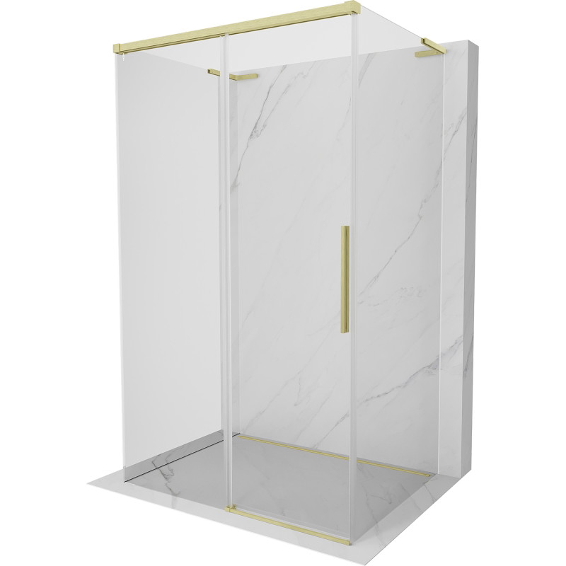 Mexen Rox-3S L sprchová kabína 3-stenná posuvná 135 x 100 cm, transparentná, zlatá kartáčovaná - 8C2L-135-100-55-00-3S