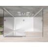 Mexen Omega-3S sprchový kút 3-stenný, posuvný 120x100 cm, transparentný, chróm + vanička Flat - 825-120-100-01-00-3s-4010