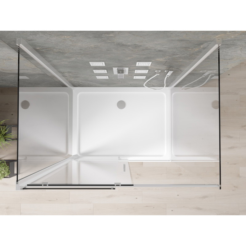 Mexen Omega-3S sprchová kabína 3-stenná, posuvná 130x80 cm, transparentná, chróm + vanička Flat