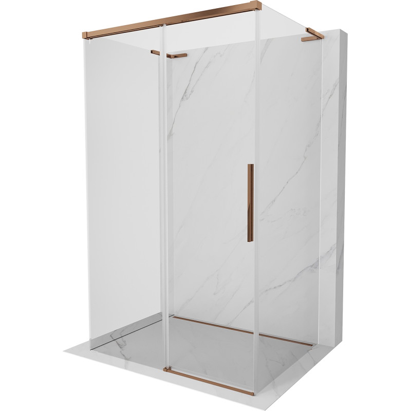 Mexen Rox-3S L 3-stenná posuvná sprchová kabína 125 x 110 cm, transparentná, ružové zlato - 8C2L-125-110-60-00-3S