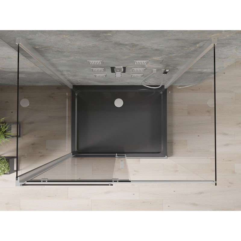 Mexen Omega-3S sprchový kút 3-stenový, posuvný 110x80 cm, transparentný, chróm + vanička Flat - 825-110-080-01-00-3s-4070