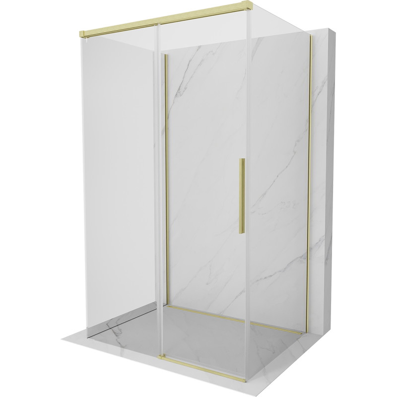Mexen Rox-3S trojstranná posuvná sprchová kabína 105 x 95 cm, transparentná, zlatá kefovaná - 8C2-105-095-55-00-3S