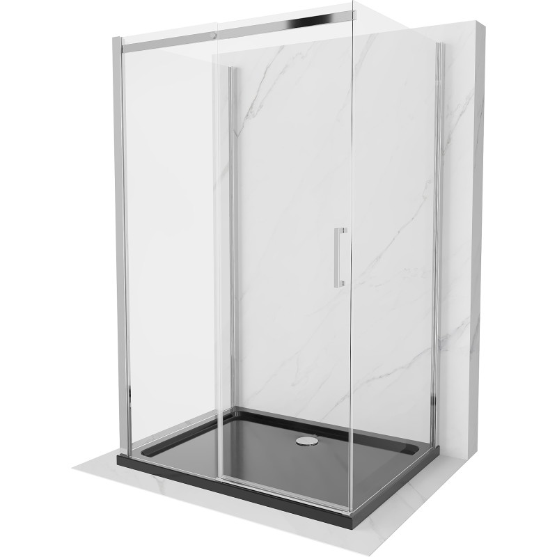 Mexen Omega-3S sprchový kút 3-stenný, posuvný 110x80 cm, transparentný, chróm + plochá vanička