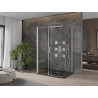 Mexen Omega-3S sprchová kabína 3-stenná, posuvná 120x90 cm, transparentná, chróm + vanička Flat