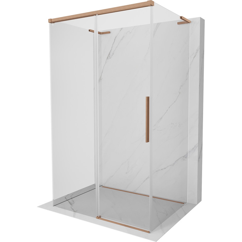 Mexen Rox-3S L sprchová kabína 3-stranná posuvná 115 x 110 cm, transparentná, kartáčovaná meď - 8C2L-115-110-65-00-3S