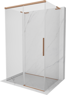 Mexen Rox-3S L trojstranný posuvný sprchový kút 125 x 110 cm, transparentný, brúsená meď - 8C2L-125-110-65-00-3S