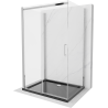 Mexen Omega sprchovací kút 3-stenný, posuvný 130 x 100 cm, transparentný, chróm + vanička Flat - 825-130-100-01-00-3s-4070