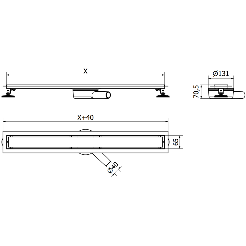 Mexen Flat 360° M13 rotačný lineárny odtok 2v1 80 cm, inox - 1010080-40