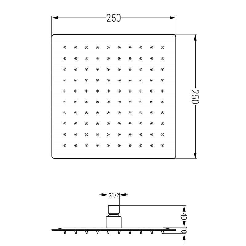 Mexen Slim sprchová hlavica 25 x 25 cm, brúsená gun gray - 79125-66